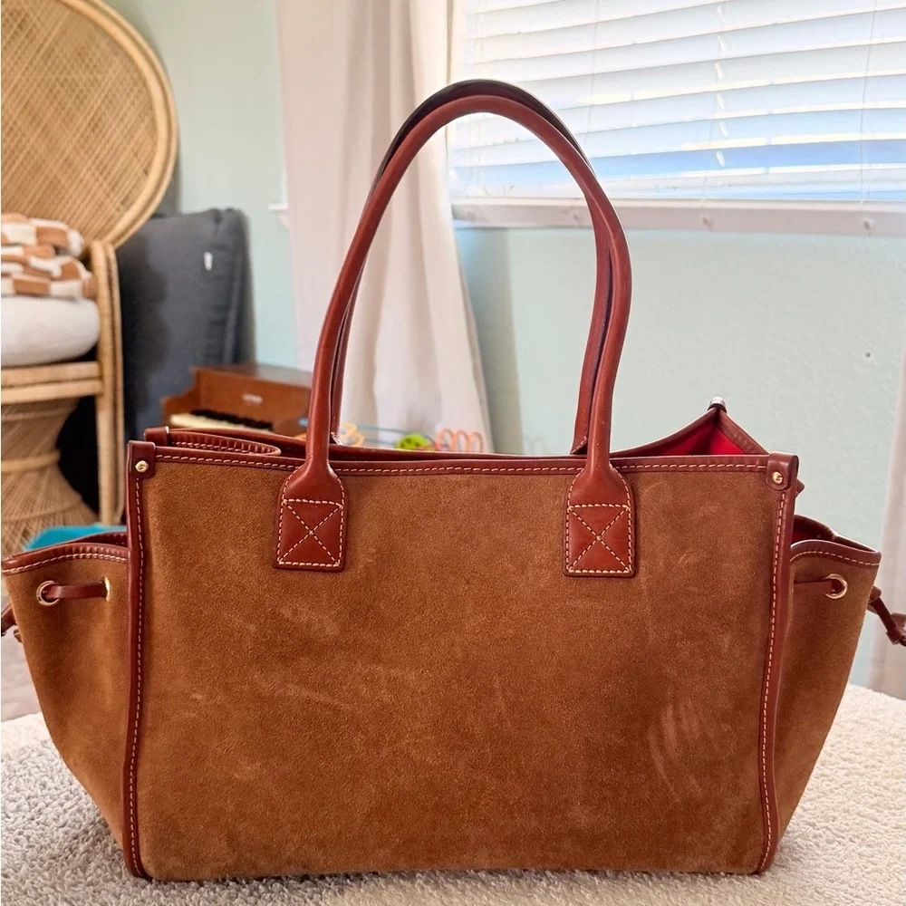 Dooney & Bourke Tan Suede Tote - Picture 6 of 10